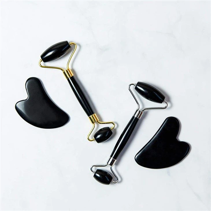 100% Natural Obsidian Roller a Gua Sha Set
