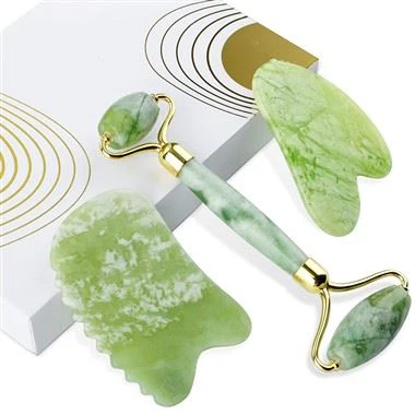 100% Real Natural Jade Roller a Gua Sha Set