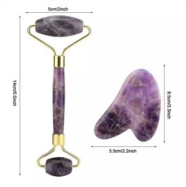 Bezhlučný Ametyst Jade Roller A Guasha Tool