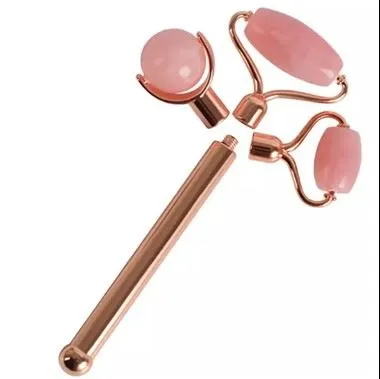 Rose Quartz 3 in 1 Health Care Faceal Massager Pink Jade Face Roller