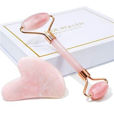 Rose Quartz Jade Roller & Sada nářadí Gua Sha